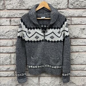 Charcoal and Cream Women's Cardigan